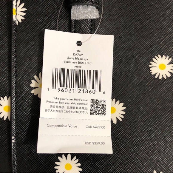 Kate Spade Daisy Blossoms Becca Black Multi Tote Includes Joy Bundle - Picture 6 of 9